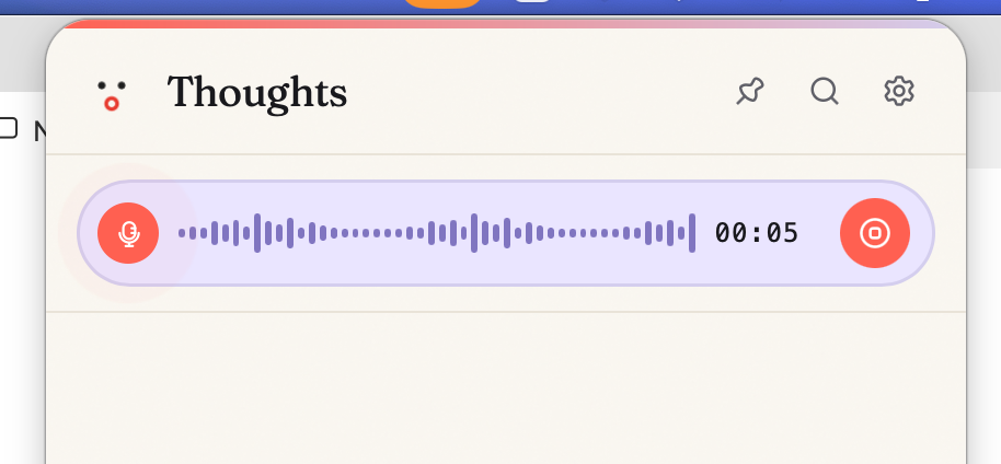 Active voice recording with waveform and timer